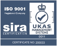 ISO9001 dunkelblau auf weiß